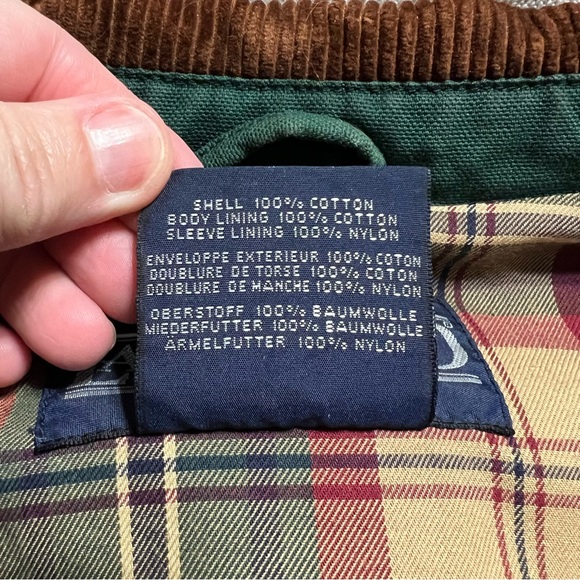 Vintage 90s Men’s Lands End Green Barn Chore Coat Brown Corduroy size medium - Picture 12 of 16